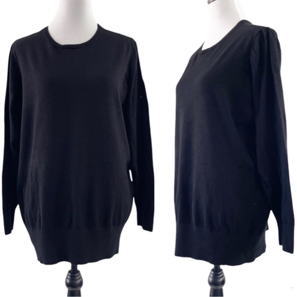 Belle by Kim Gravel Plus Size Black Crew Neck Pullover Fall Winter Sweater 2X